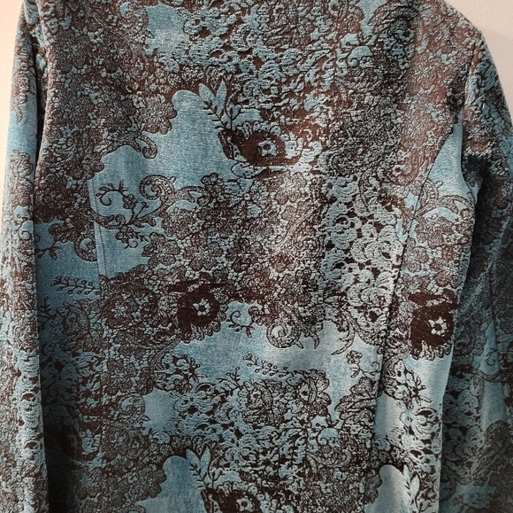 Zip up dress jacket brown and turquoise XL - Picture 2 of 5